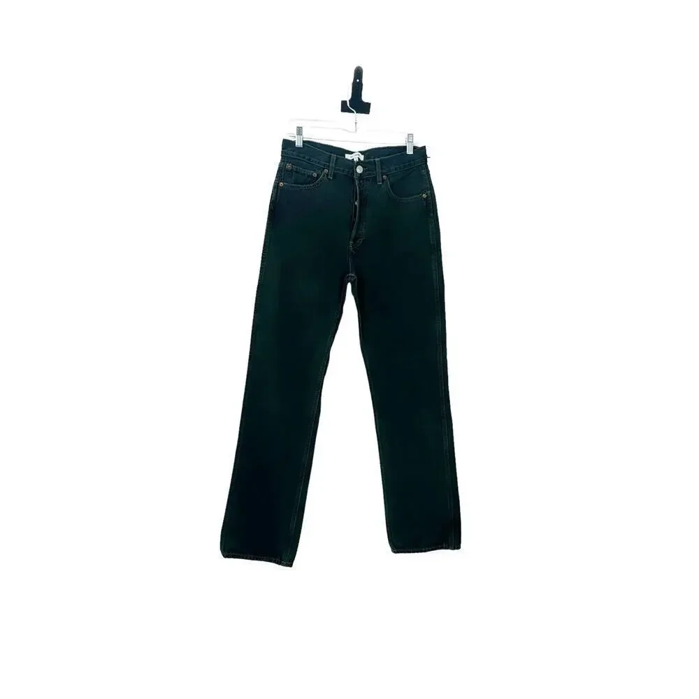 Re/Done 166-03W9OHRLO 90's High Rise Loose In Evergreen Dipped Size 28 NWT